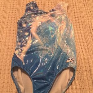 Blue designed GK elite leotard